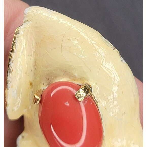 RARE VTG KJL Kenneth Jay Lane Enamel, Rhinestone & Faux Coral Walrus Brooch READ - Picture 8 of 13